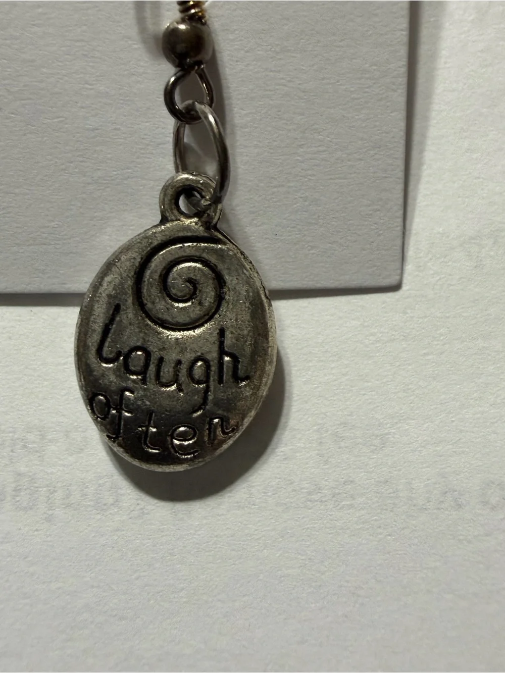 Silver Tone 'Love Much / Laugh Often' Dangle Earrings